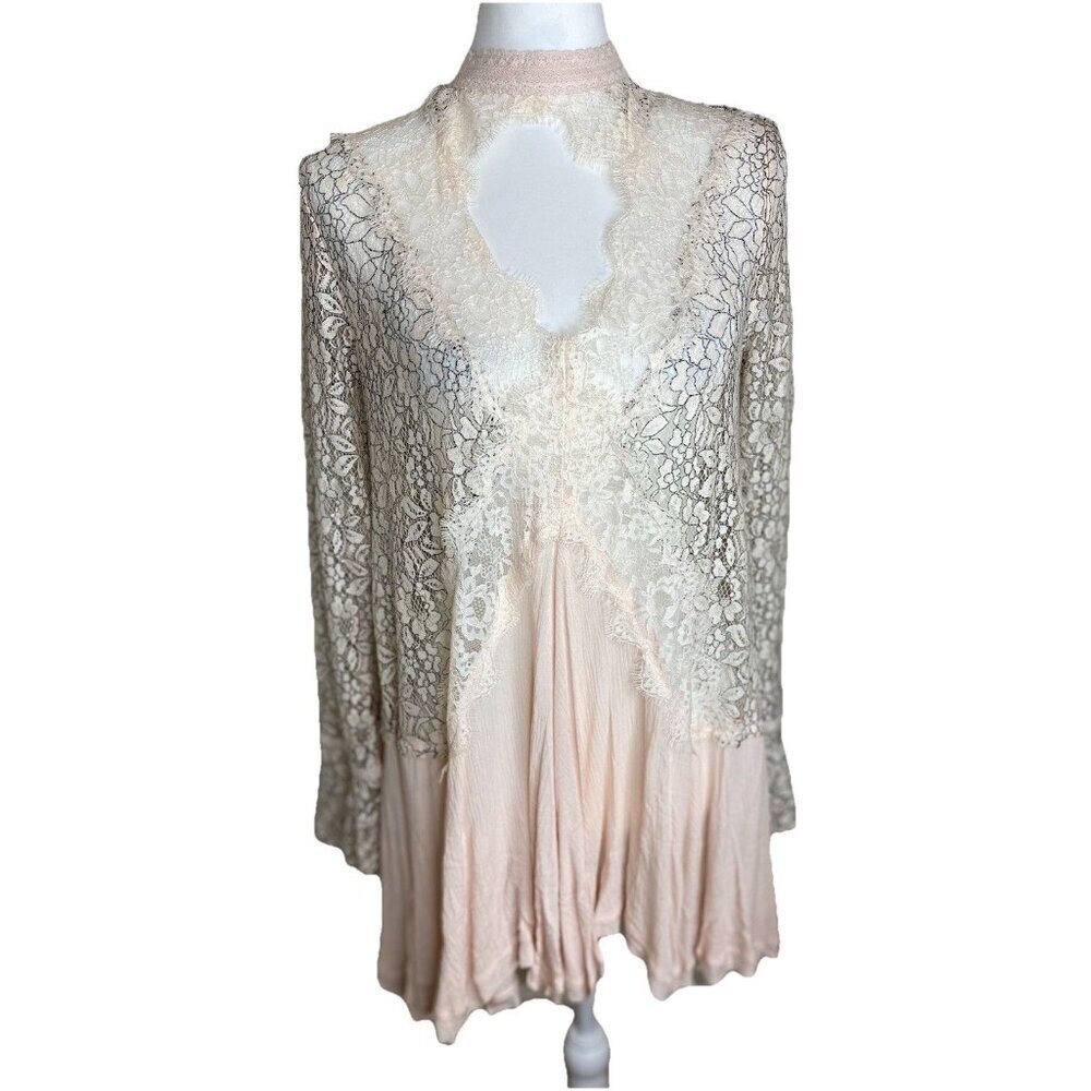 NWT Free People Secret Origins tell tale lace Tunic Retail $128 size S Pearl - Picture 4 of 11